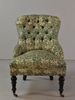 Victorian Slipper Chair with Green Patterned Upholstery