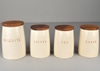 Set of 4 Ceramic Kitchen Canisters w/ Wood Lids