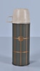 Green Thermos with Gold Squares and Beige Cap/Cup