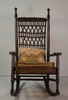 Wood Rocking Chair with Woven Wicker Back and Cushions