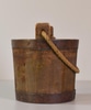 Wood Bucket w/ Rope Handle & Two Iron Straps