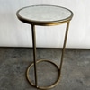 Narrow Gold Cylinder Side Table w Grey Top
