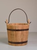 Wood Bucket w/ Iron Handle & Two Iron Straps