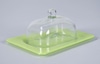 Covered Glass Cheese Dish w/ Lime Green Plate