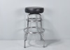 Chrome Double Ring Bar Stool w/ Black Cushion