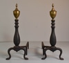 Pair of Andirons w/ Brass Urns