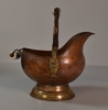 Copper Coal Scuttle w/ Porcelain Handle Grip