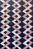 Navy Ivory and Pink Diamond Pattern Rug