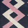 Navy Ivory and Pink Diamond Pattern Rug