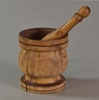 Turned Wooden Mortar & Pestle - Distressed