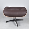 Leather Ottoman with Wood Base
