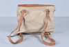 Khaki Backpack with Leather Straps