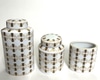 Black white and taupe graphic vessel set