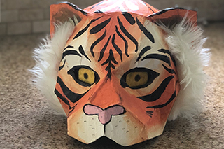 Papier Mache Tiger Headpiece for Justin Allen