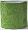 Lamp Shade; Cotton green on green flower pattern, drum shape