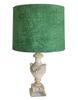 Table Lamp Base; alabaster, white grey veins, ornate rosette