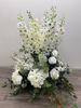 Silk Medium White Delphinium Pedestal Arrangements