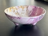 Shallow Coupe Bowl w 3 Feet Marble Gold and Purple Pattern