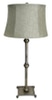Table Lamp Base; Pewter, beaded post with square footed base,