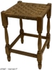 Stool, carved wood w/wicker, rope seat