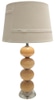 Lamp Shade; Ivory linen barrel shape w geometric matching ribbon