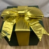 Green Nylon Present Box with Gold Bow