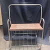 Vintage Metal Rolling Cart with Wooden Shelf