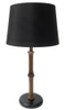 Table Lamp Base; wood bamboo stick, rounded black metal base