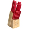Knife Set; 13 Stainless steel with riveted red acrylic handles,