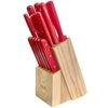 Knife Set; 13 Stainless steel with riveted red acrylic handles,