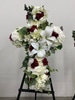 SILK White Lilly and carnation cross with touches of burgundy.