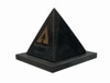 Desktop paperweight:  black marble pyramid on black marble base