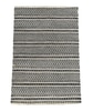 Area Rug; Black ivory and white, woven geometric stripe pattern