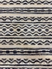 Area Rug; Black ivory and white, woven geometric stripe pattern