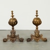 Antique Pair of Brass Andirons