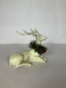 White Reindeer Figurine with Pinecone Wreath
