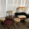 Round Ornate Padded  Footstool