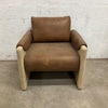 Vintage Leather Armchair with Wooden Frame
