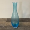 Narrow Blue Glass Etched Vase