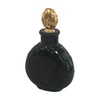 Black Perfume Bottle w/Ribbing. Gold Stopper