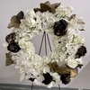 Black and White Rose and Orchid Easel Wreath