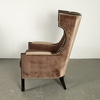 Modern Grey Velvet Wing Chair