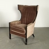 Modern Grey Velvet Wing Chair