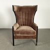 Modern Grey Velvet Wing Chair