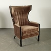 Modern Grey Velvet Wing Chair