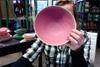 Rose Pink Perrochon Wide Bowl Organic Shape. Small Chip on Rim
