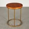 Contemporary Round Wood & Gold End Table