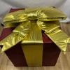 Burgandy Nylon Present Box with Gold Bow