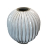 Ribbed Round Vase w/Small Opening.