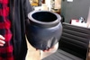 Short Wide Painted Wood Vase